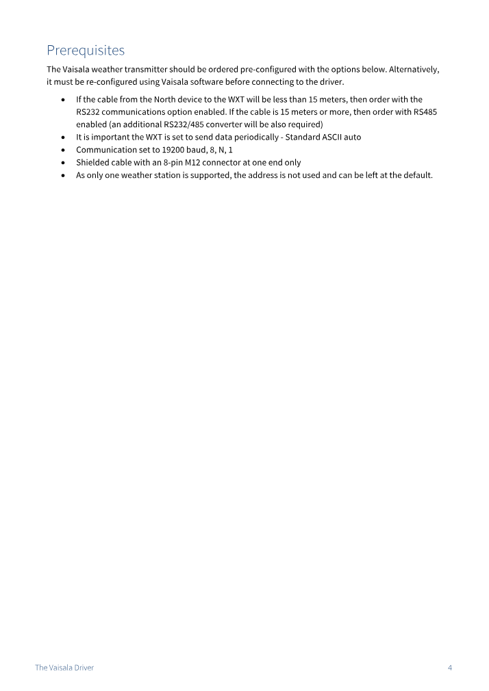 Preview thumbnail of page 4 of the VaisalaWXT Driver Manual PDF document.